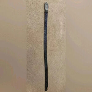 Mens Black Leather Belt With Kawasaki Belt Buckle Size 37.5